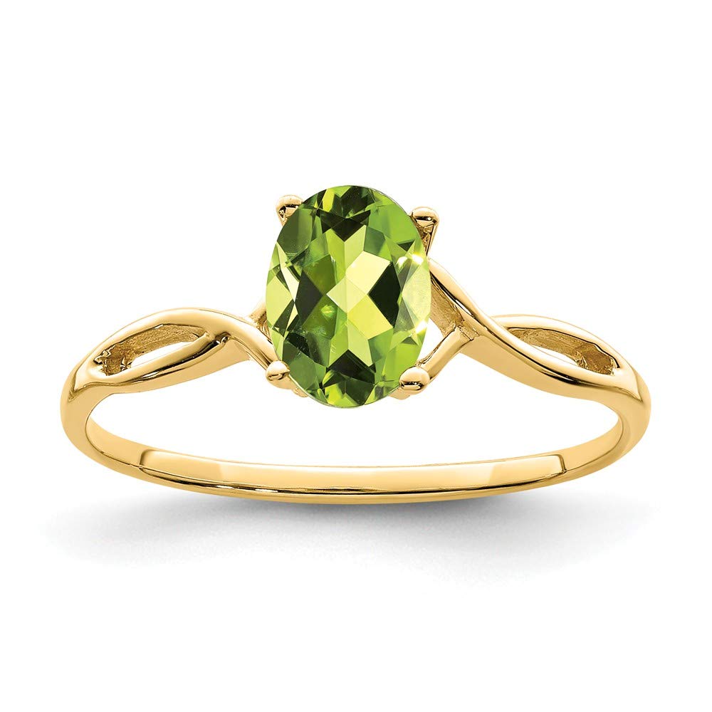 14K Yellow Gold Peridot Ring for Women - Dainty & Elegant Birthstone Jewelry - Perfect for Gifts, Anniversaries, and Everyday Wear