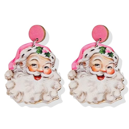 D1:Pink Santa Earrings