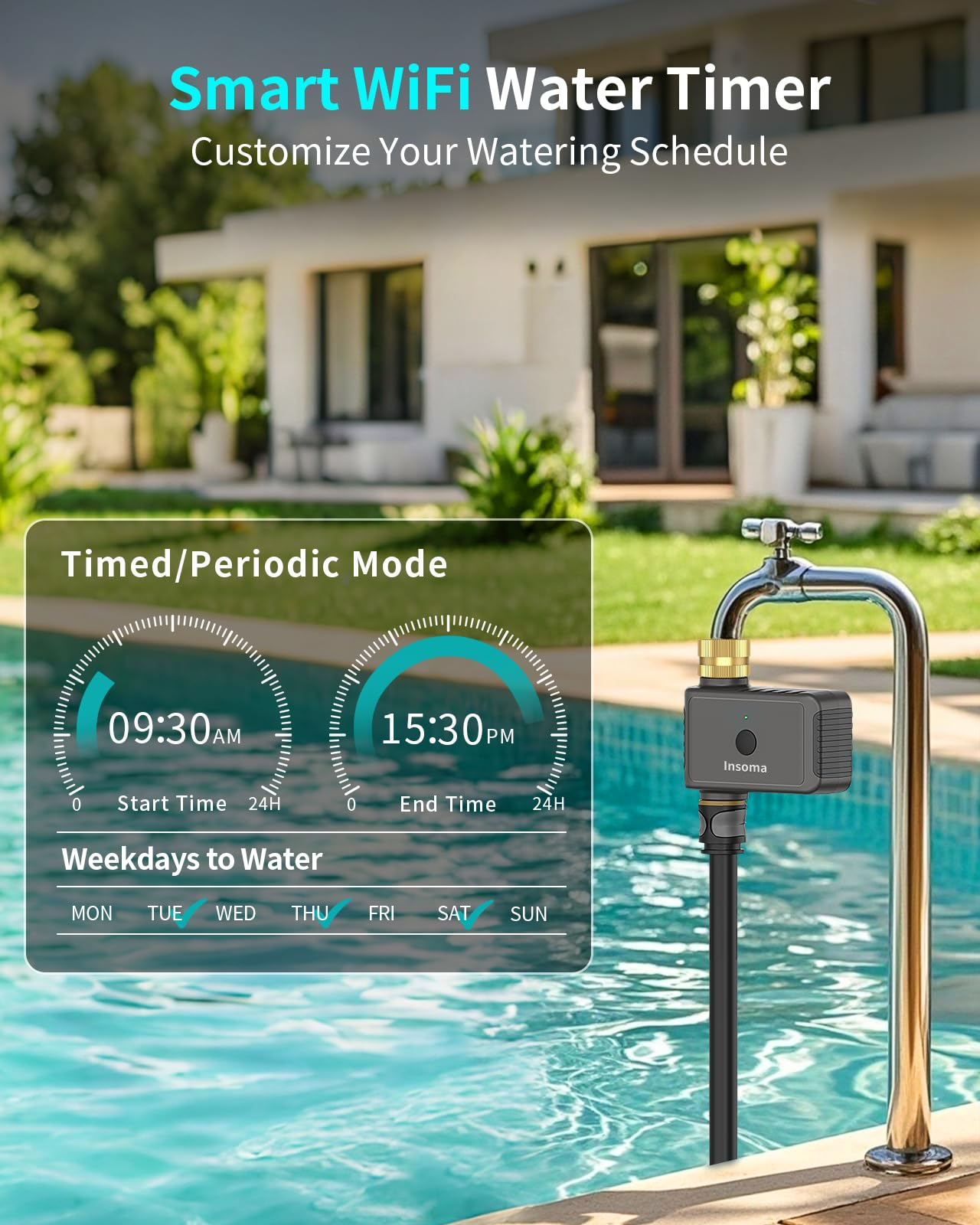 Smart WiFi Hose Timer with Brass Inlet - 1 Zone Automatic Watering System, Wireless Sprinkler Timer with Remote Control via 2.4Ghz WiFi, Works with Alexa & Google Assistant for Voice/App Control - Perfect for Lawns, Gardens, Yards & Outdoor Plant Irrigation