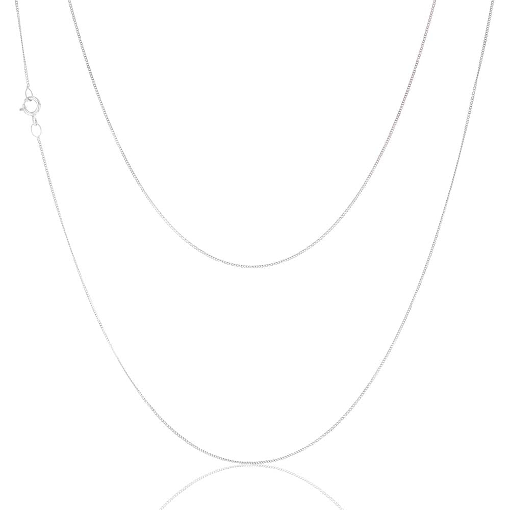 9ct White Gold 18 Gauge Fine Curb 41cm Chain Necklace for Women - Elegant Jewelry Gift for Anniversary, Birthday & Special Occasions