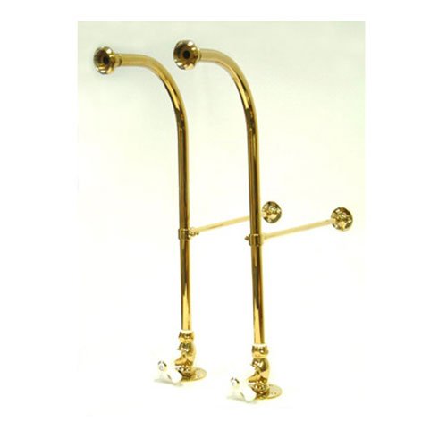 Vintage Freestanding Water Supply Faucet with Stop Valve - Polished Brass Finish for Bathroom Sink, Kitchen, or Outdoor Use