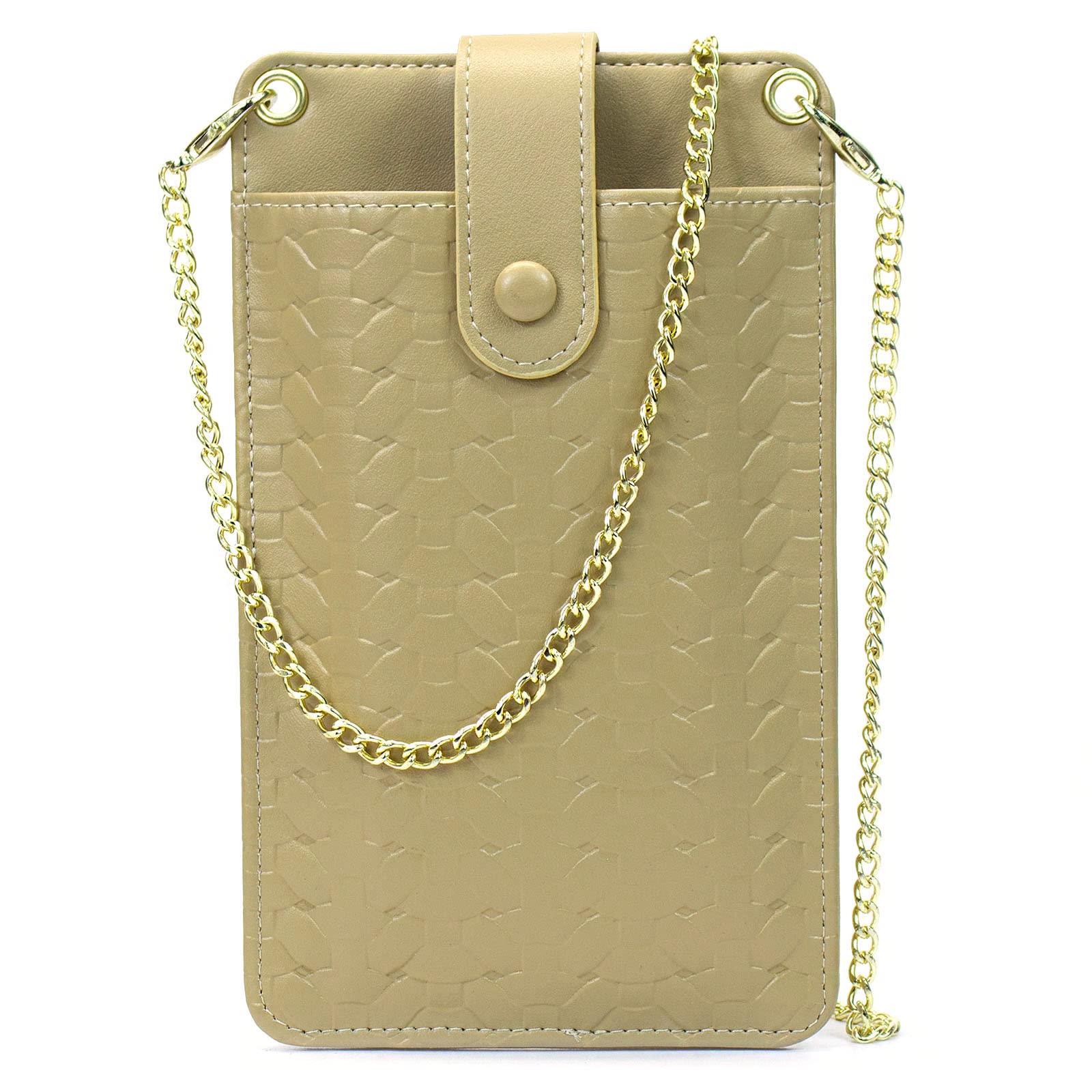 Women's Small Crossbody Bag - Phone Purse Wallet with Chain Strap & Lanyard, Woven Satchel with Card Slots & Zip Pocket (Tyler Tan) - Perfect for Travel, Shopping & Everyday Use