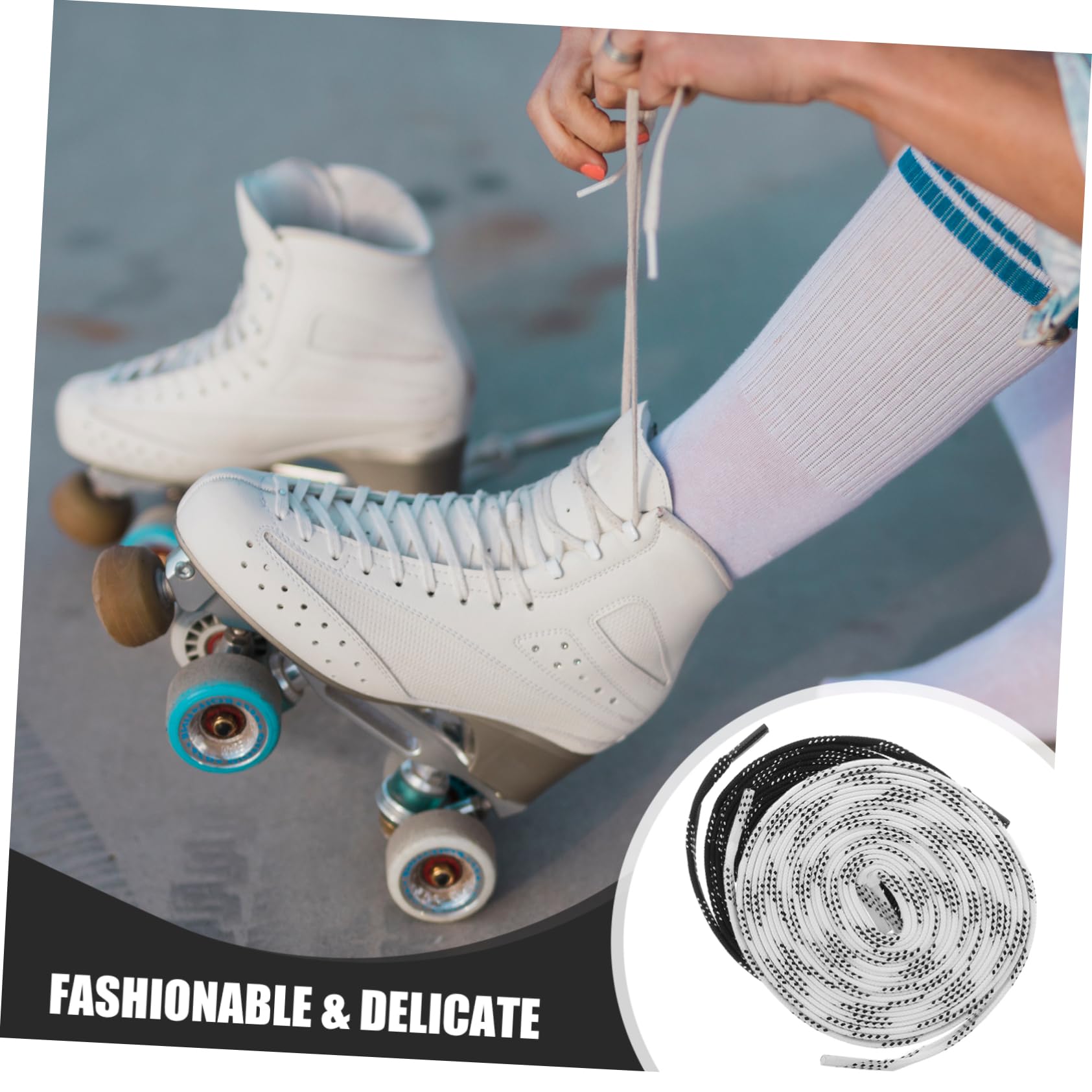 2 Pairs Durable Shoelaces for Sneakers & Hockey Skates - Non-Slip Sports Shoe Accessories - Perfect for Running, Skating & Casual Wear