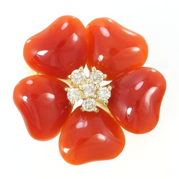 18K Yellow Gold Coral Diamond Ring for Women - Elegant Jewelry Gift for Anniversary, Engagement & Special Occasions