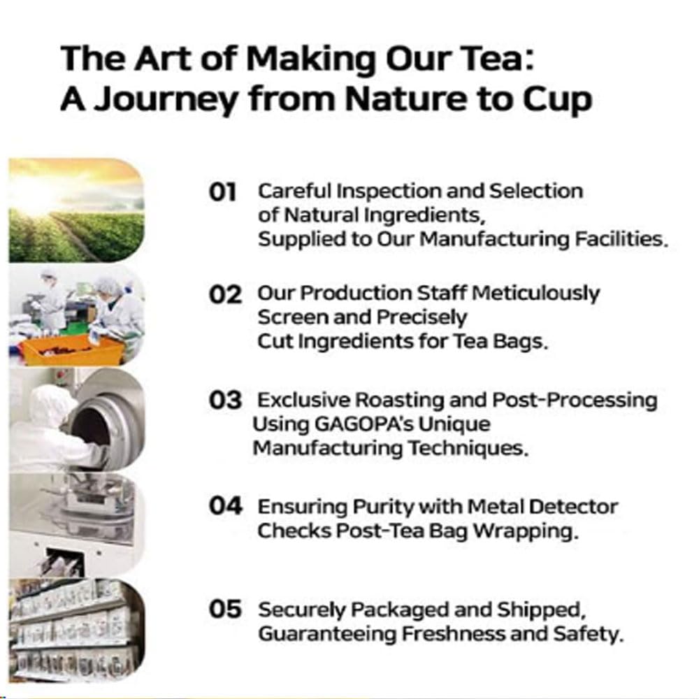 GAGOPA 100% Pure Natural Herbal Tea - Korean Traditional Herbal Tea Bags, Sugar-Free, Eco-Friendly PLA Triangular Tea Bags (12 Count) - Perfect for Relaxation, Detox & Daily Wellness