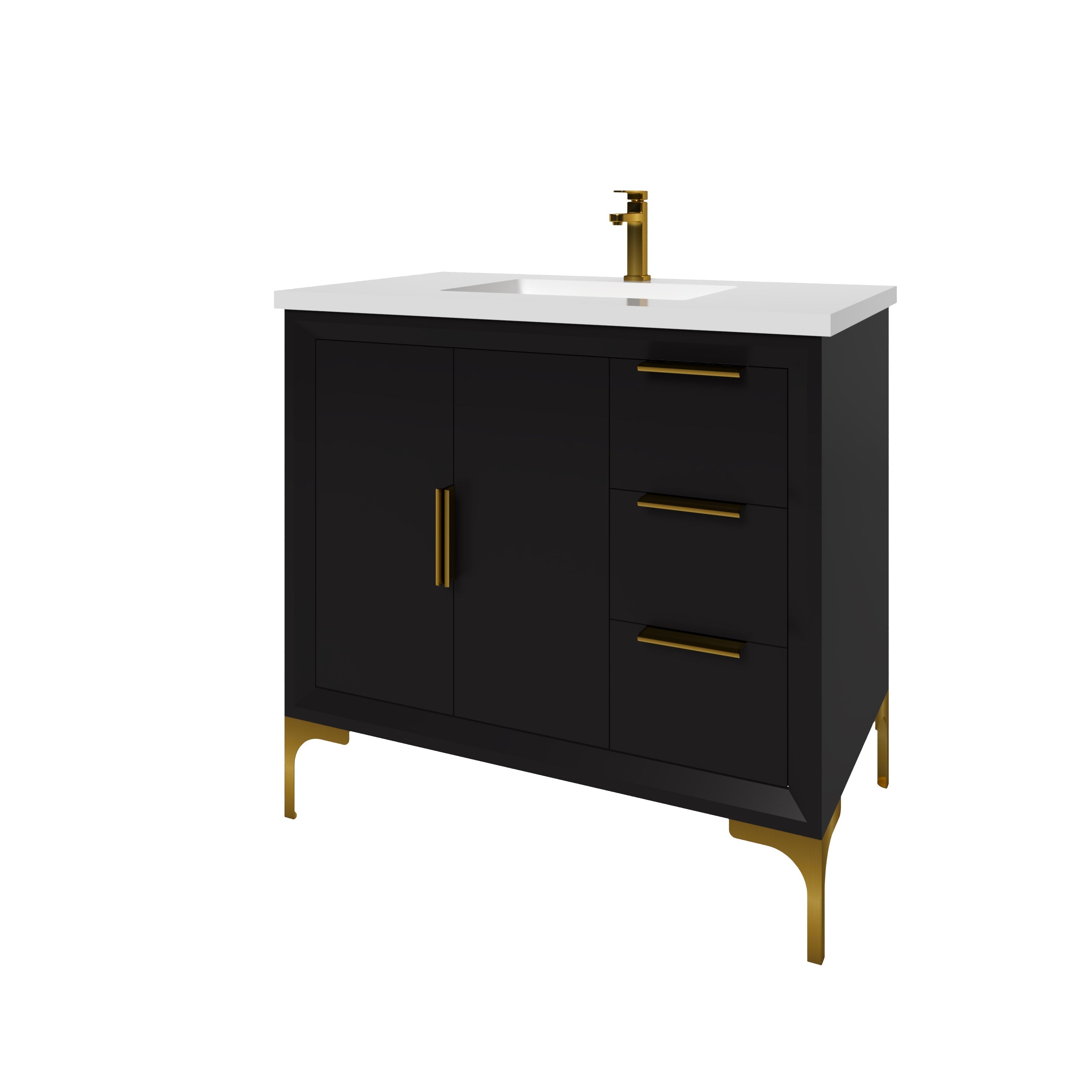 35.5 Inch Black Oxford Bathroom Vanity with Sink - Modern Single Sink Vanity for Bathroom Remodel, Small Space & Powder Room Makeover