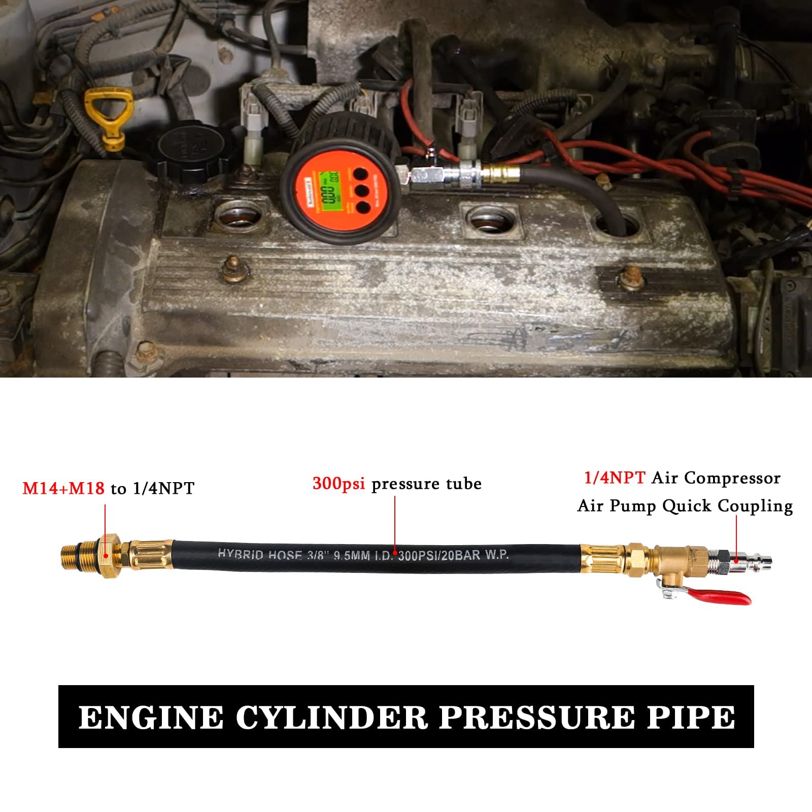 3 Mirrors Engine Air Valve Holder Pressure Pipe & Upgrade 67605 Valve Spring Compressor Tool with Higher Nut - Compatible with Chevy LSX Camaro, Corvette, Trans Am, GTO, G8, CTS V & GM Trucks - Perfect for Engine Repair & Performance Upgrades