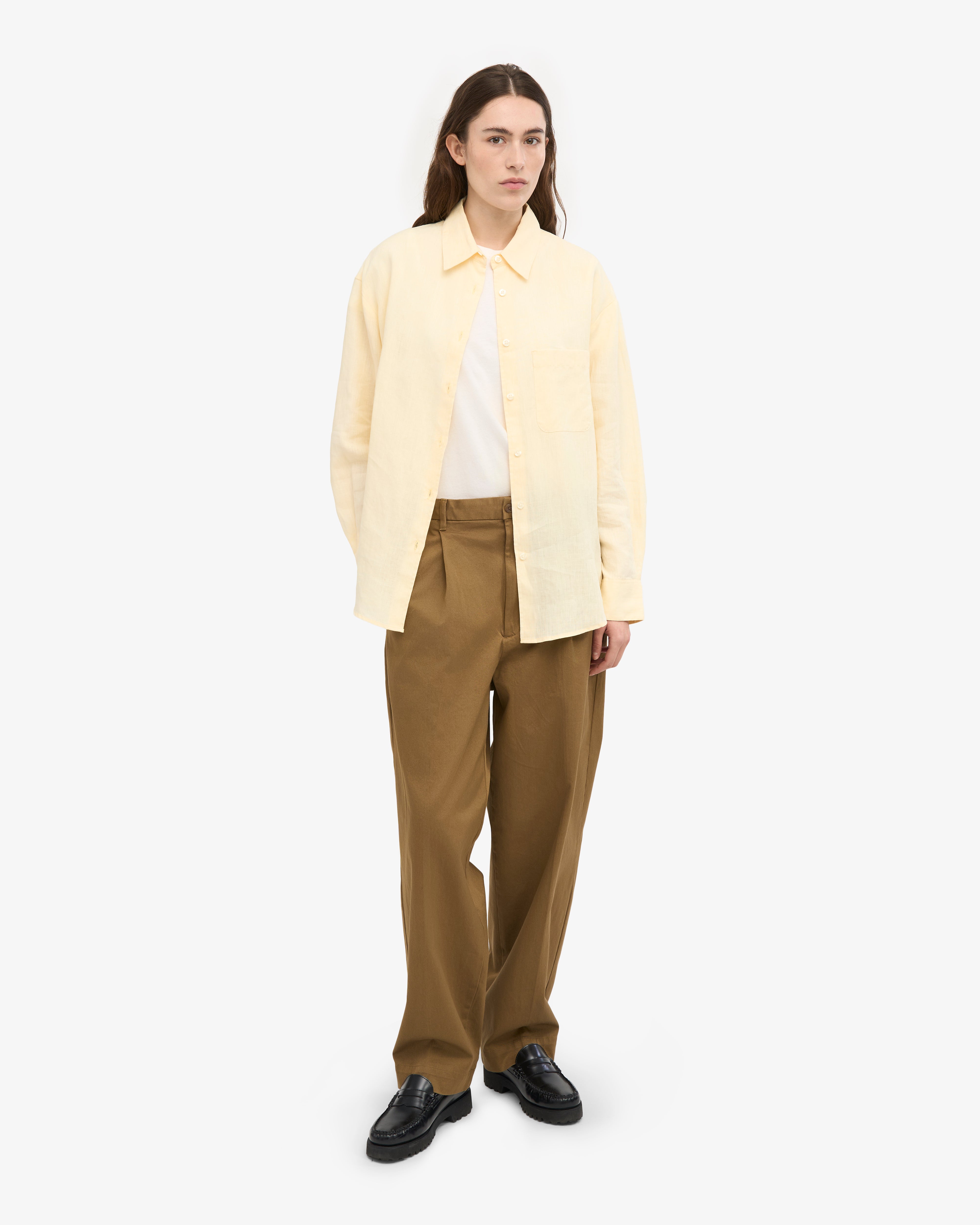 Premium Linen Oversized Shirt for Women - Soft Breathable Button Down Blouse in Marine Blue - Perfect for Beach Coverups, Summer Outfits & Casual Wear
