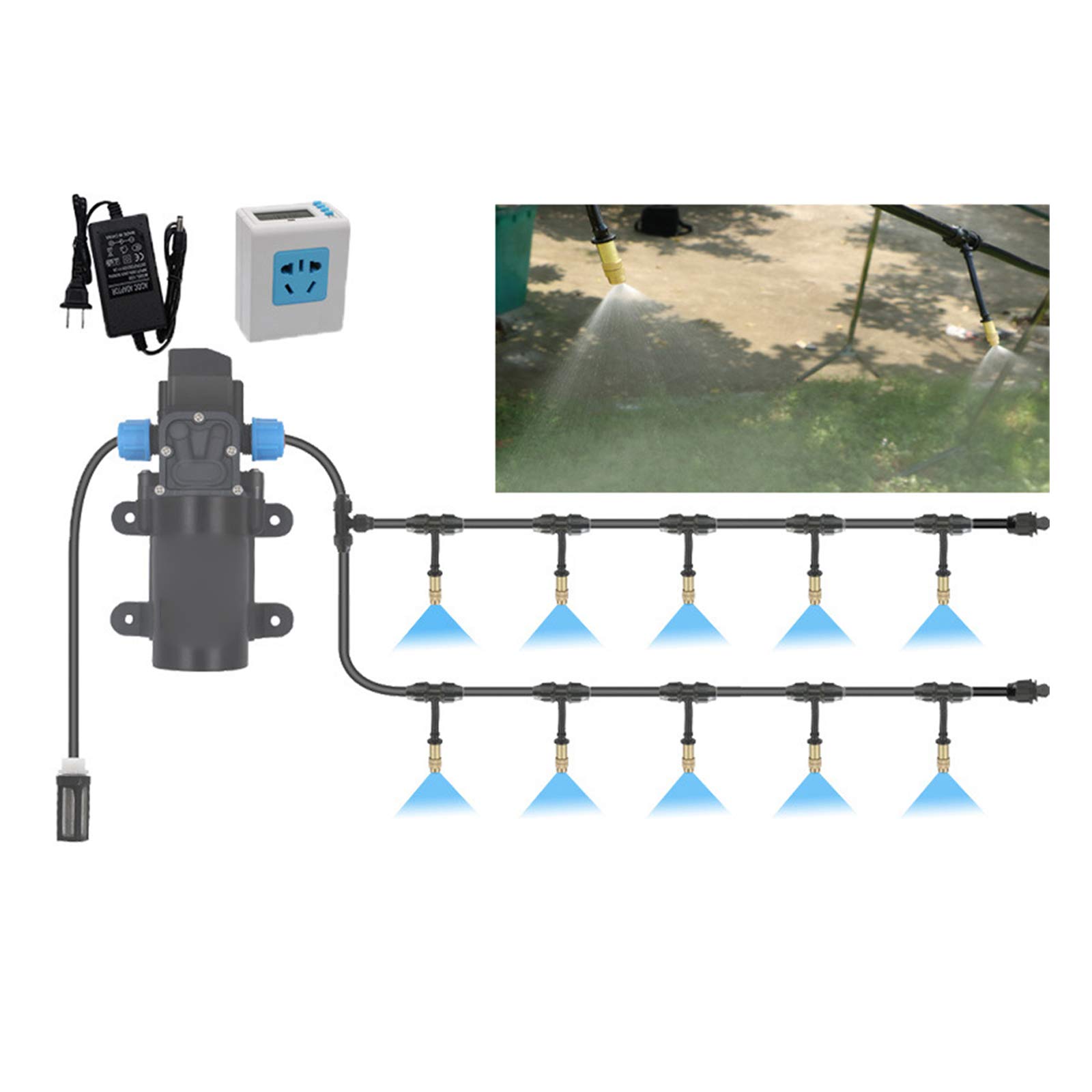 **Drip Irrigation Kit - Adjustable Nozzles & Water Pump for Garden, Greenhouse, Patio & Lawn | Atomizing Spray System for Efficient Plant Watering | Perfect for DIY Gardening & Sustainable Landscaping**