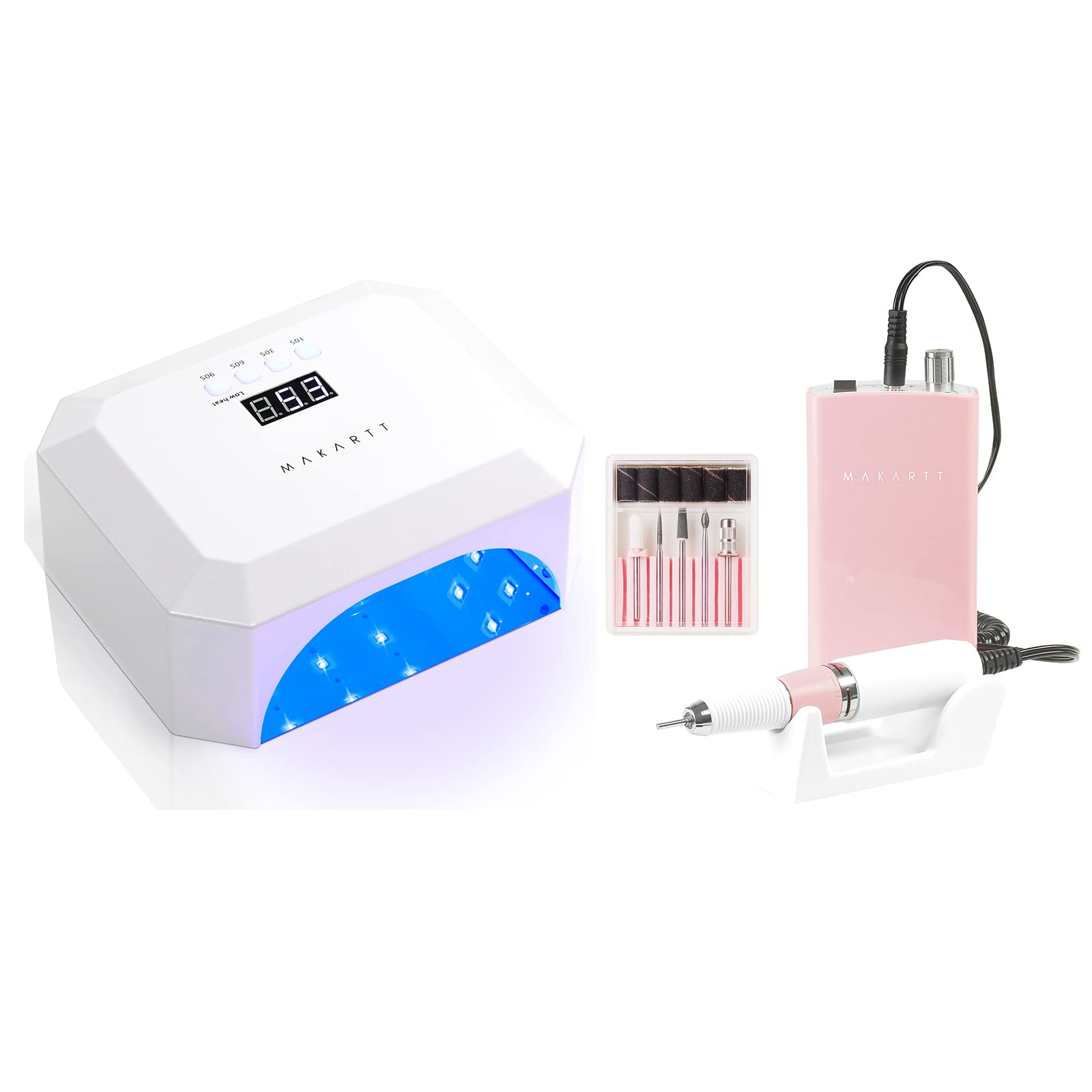 Makartt MALORY Rechargeable Nail Drill 30000RPM - Professional Cordless Electric Nail File Kit with 36W UV LED Light for Manicure & Pedicure | Perfect for Salon, Home Use & Travel Nail Care