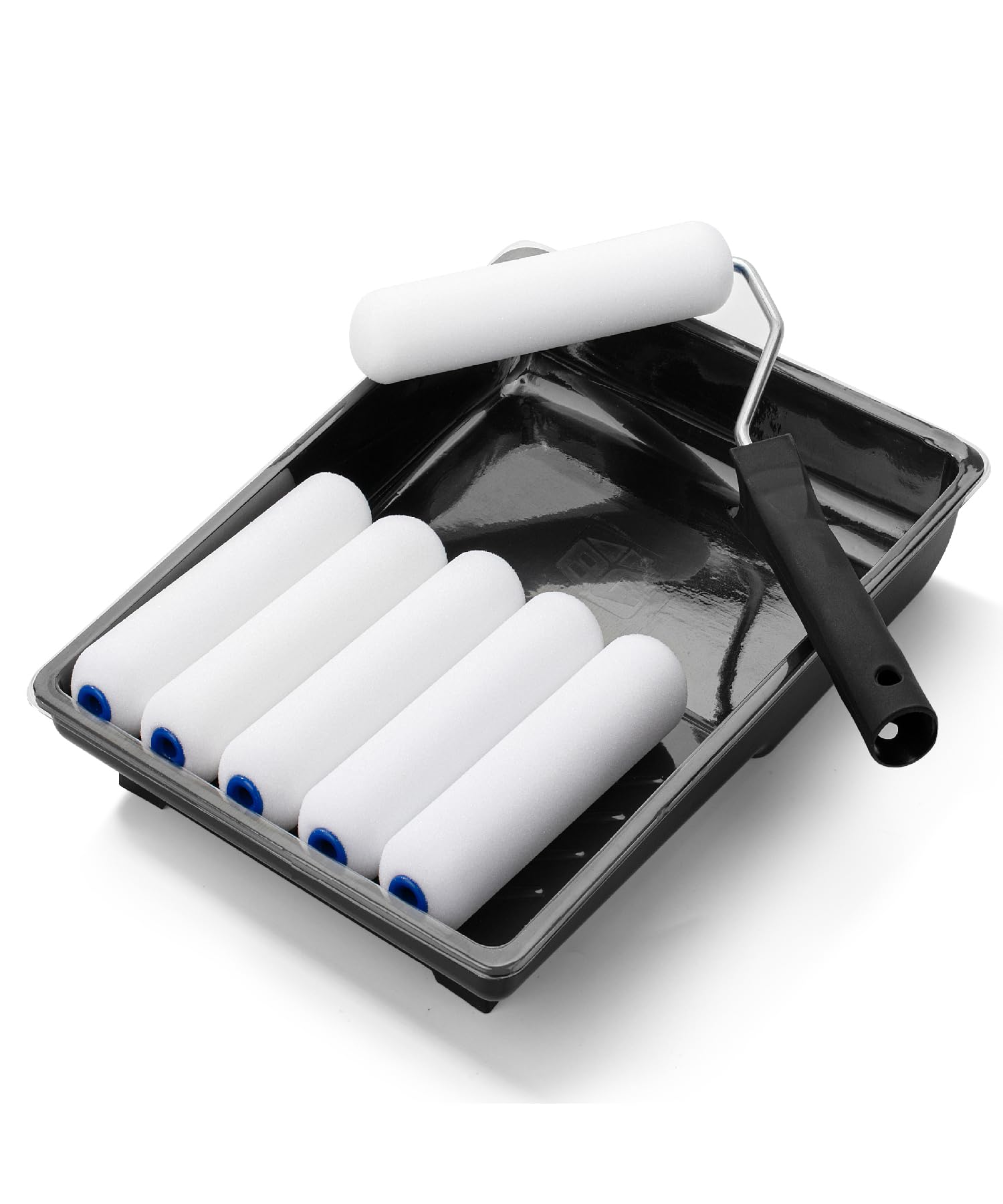 Bates 9-Piece Paint Roller Kit with 6-Inch Foam Roller & Tray - High Density Foam Paint Roller Set for Smooth Wall Painting - Perfect for Home DIY Projects, Interior Walls, and Small Touch-Ups