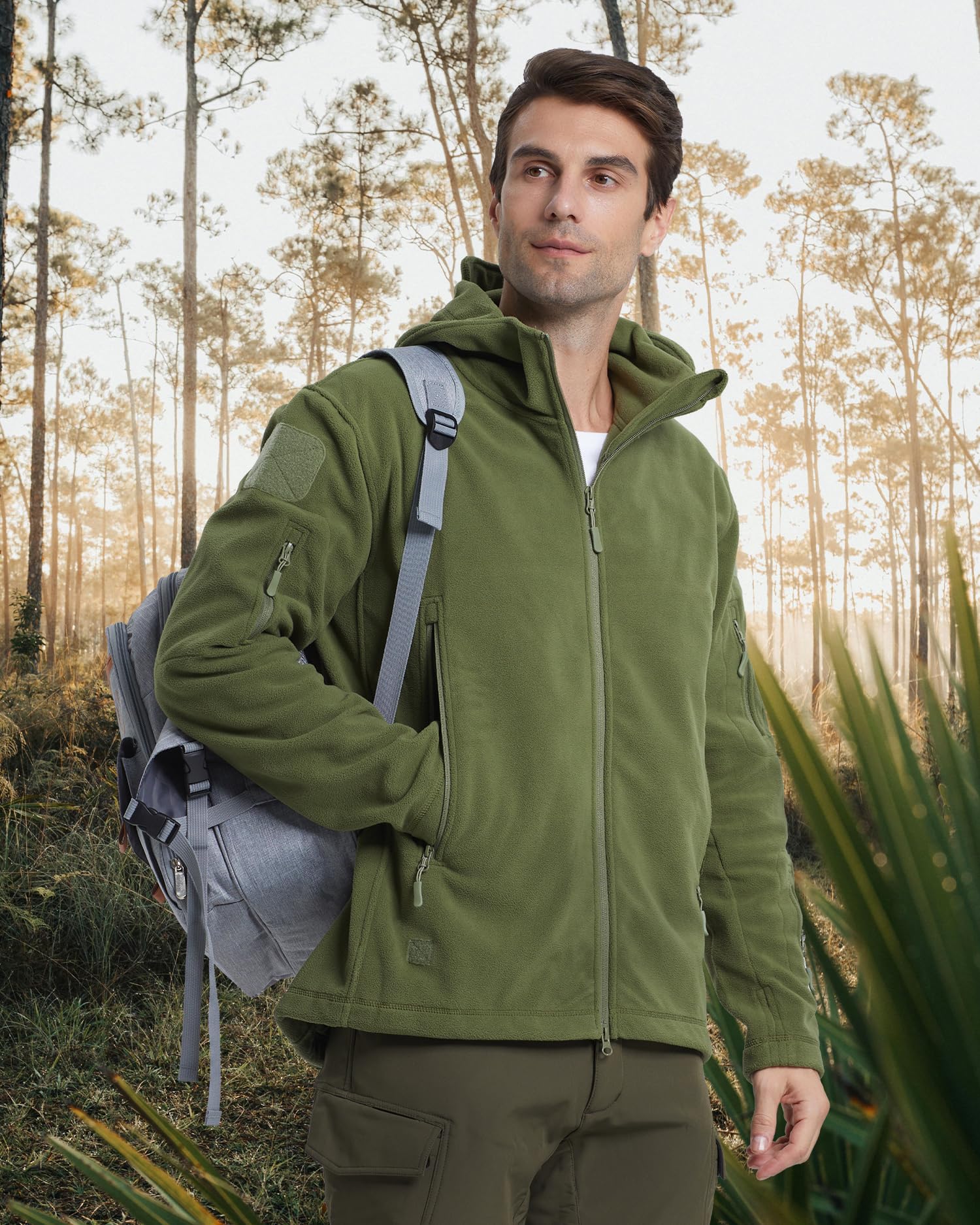 MAGCOMSEN Men's Military Tactical Jacket - Warm Fleece Hooded Winter Coat for Outdoor Sports & Hiking | Windproof Windbreaker for Camping, Hunting & Cold Weather