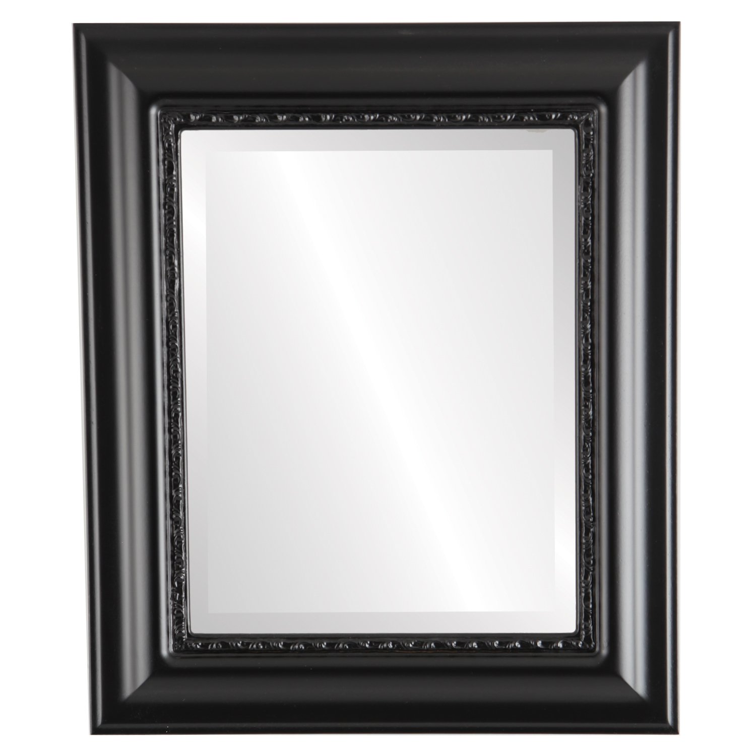 Chicago Style Matte Black Rectangle Beveled Wall Mirror - 25x29 Inches - Elegant Home Decor for Living Room, Bedroom & Entryway