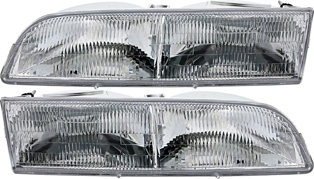 Ford Crown Victoria Headlight Assembly Set - Halogen Replacement Lamps for Driver & Passenger Side (1992-1997) | Perfect for Night Driving & Vehicle Restoration Projects