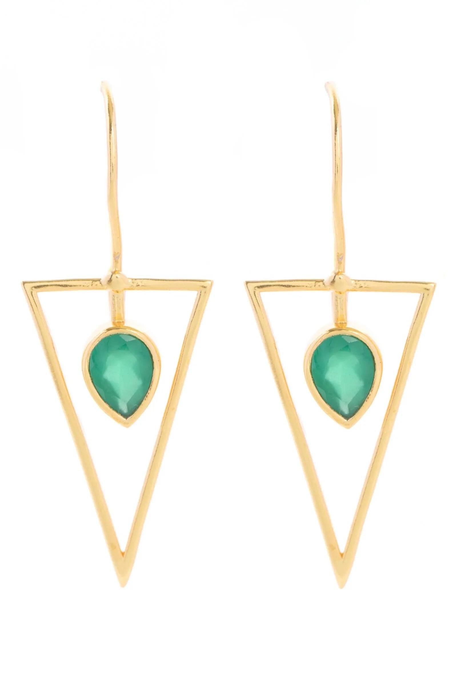 Triangle Open Frame Gemstone Earrings - Dainty Gold Geometric Studs for Women | Perfect for Parties, Weddings & Everyday Wear