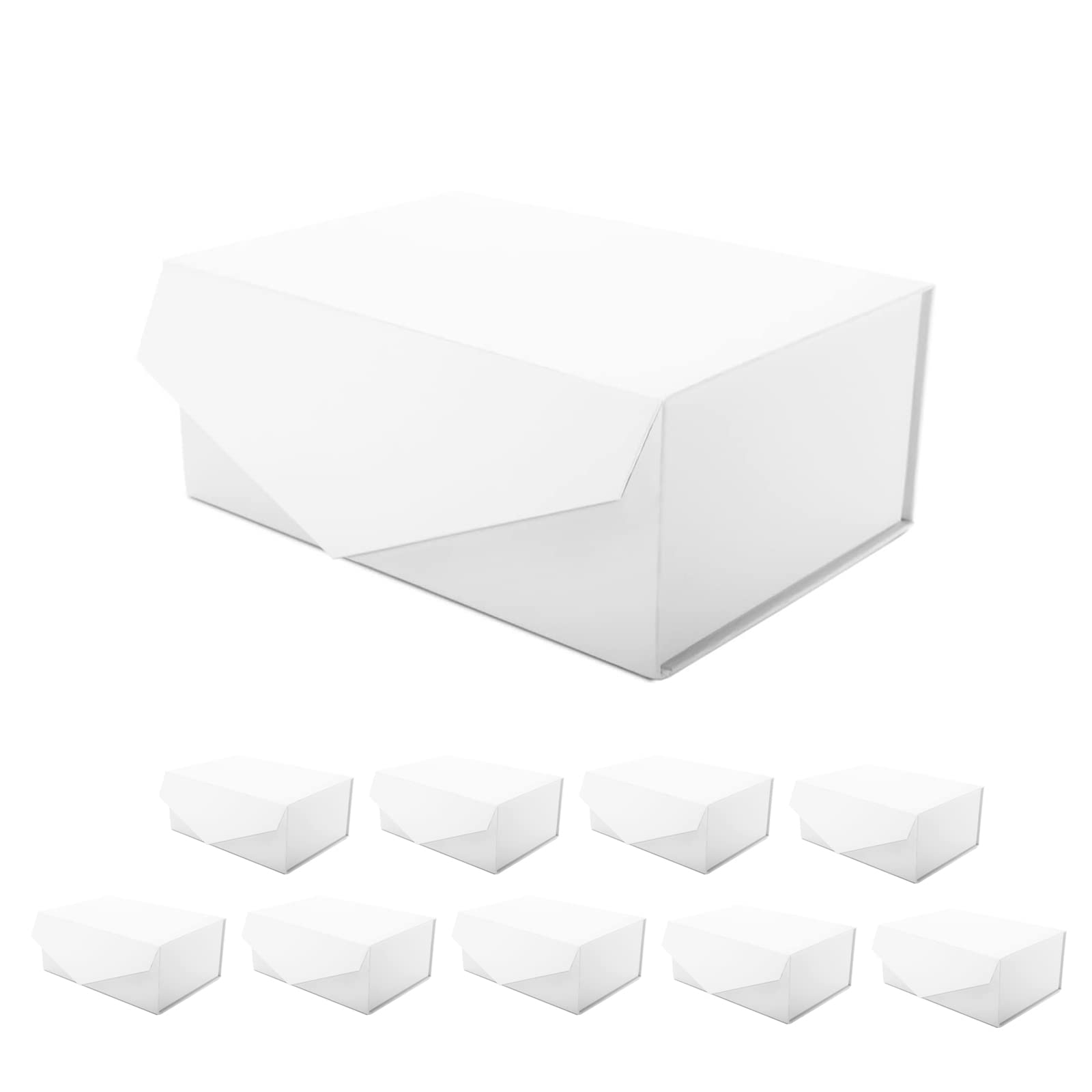 PACKQUEEN 10 Pack 9x6.5x3.8 Inch Gift Boxes - Premium Matte White Bridesmaid Boxes with Magnetic Closure & Grain Texture | Perfect for Wedding Favors, Party Gifts & Luxury Packaging