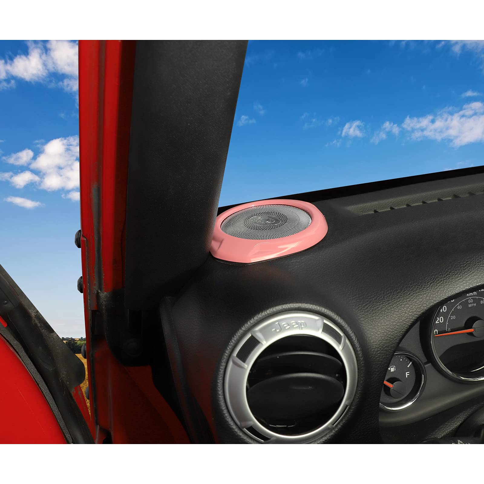 JeCar A-Pillar Speaker Cover Trim for Jeep Wrangler JK & Unlimited 2015-2018 - ABS Plastic Interior Accessories (Pink) - Upgrade Your Ride with Stylish Protection