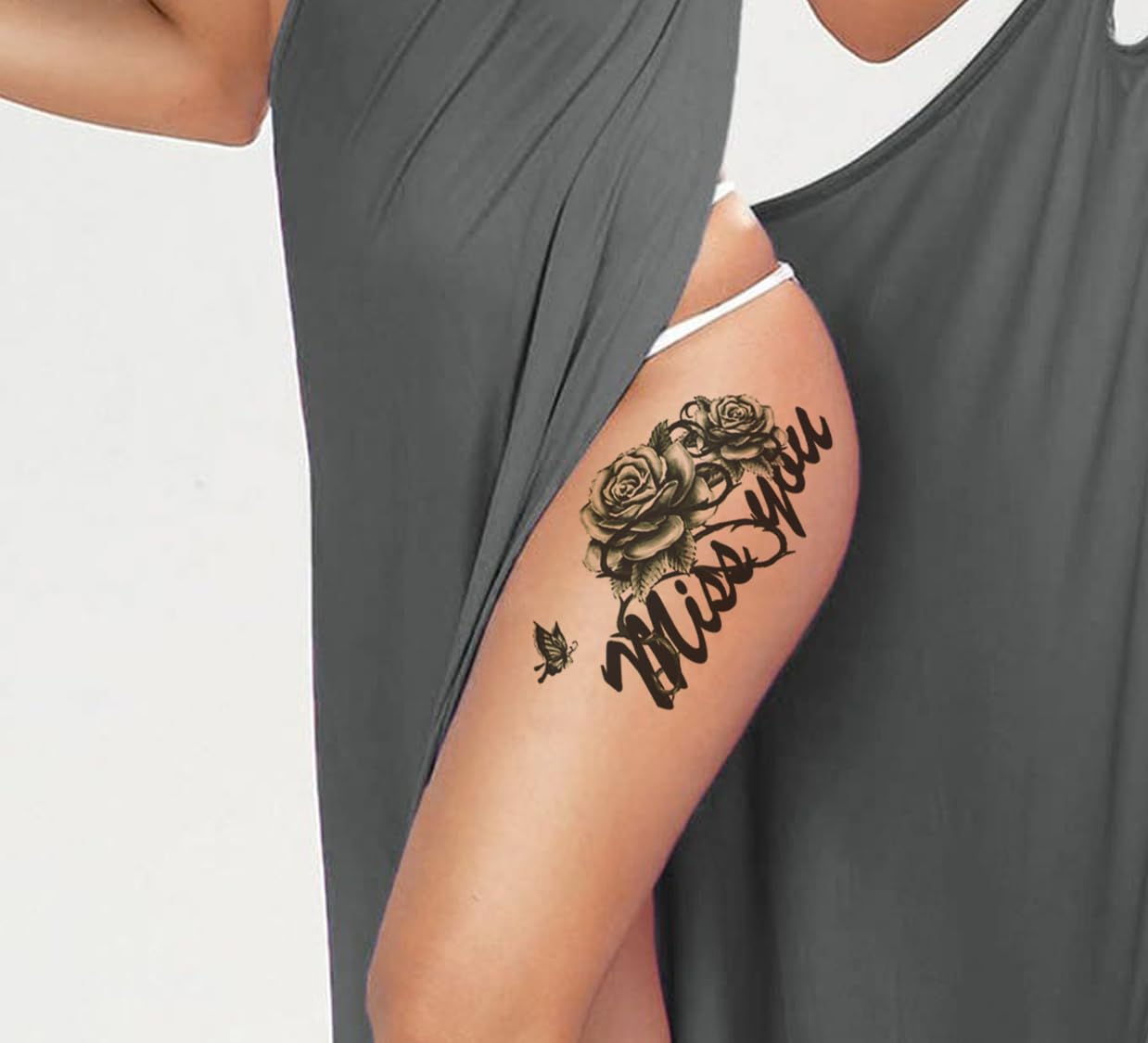 3D Realistic Temporary Tattoo Stickers for Adults - Waterproof Fake Tattoos for Men, Women, Boys & Girls (Flowers, Butterflies, Stars, Angels, Dark Desire Designs) 7.4x3.5 Inches - Perfect for Halloween, Cosplay, Parties & Honeymoon Looks