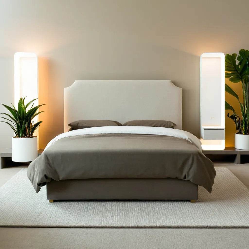 Landeres Belgium Fabric Bed Frame - Waterproof & Durable Queen Size Bed Frame for Bedroom, Guest Room, or Dorm - Easy to Assemble & Stylish Design