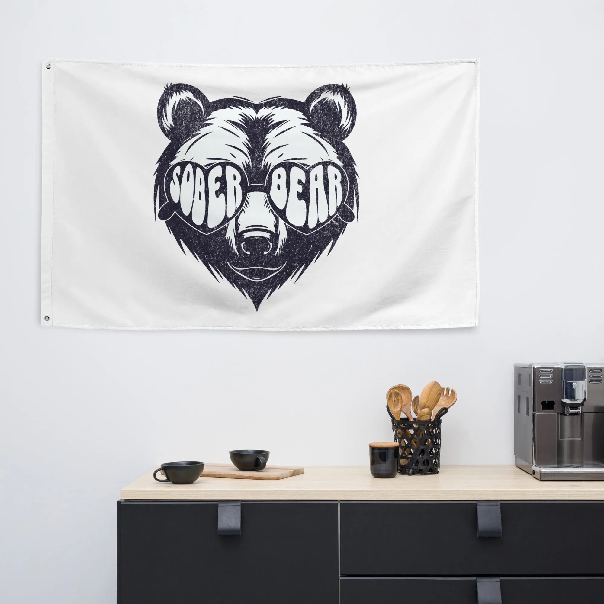 Sober Bear Flag - Motivational Sobriety Banner for Recovery & AA Meetings - Perfect for Home, Office, and Support Group Decor