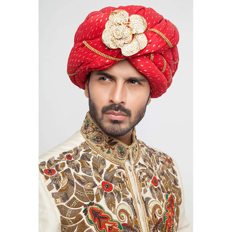 Elegant Ivory Raw Silk Sherwani for Men - Traditional Indian Wedding Attire & Formal Occasions