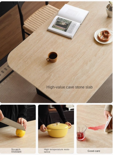 Solid Oak Wood Medieval Style Rock Plate Retro Dining Table - Rustic Farmhouse Kitchen & Dining Room Furniture for Home Decor