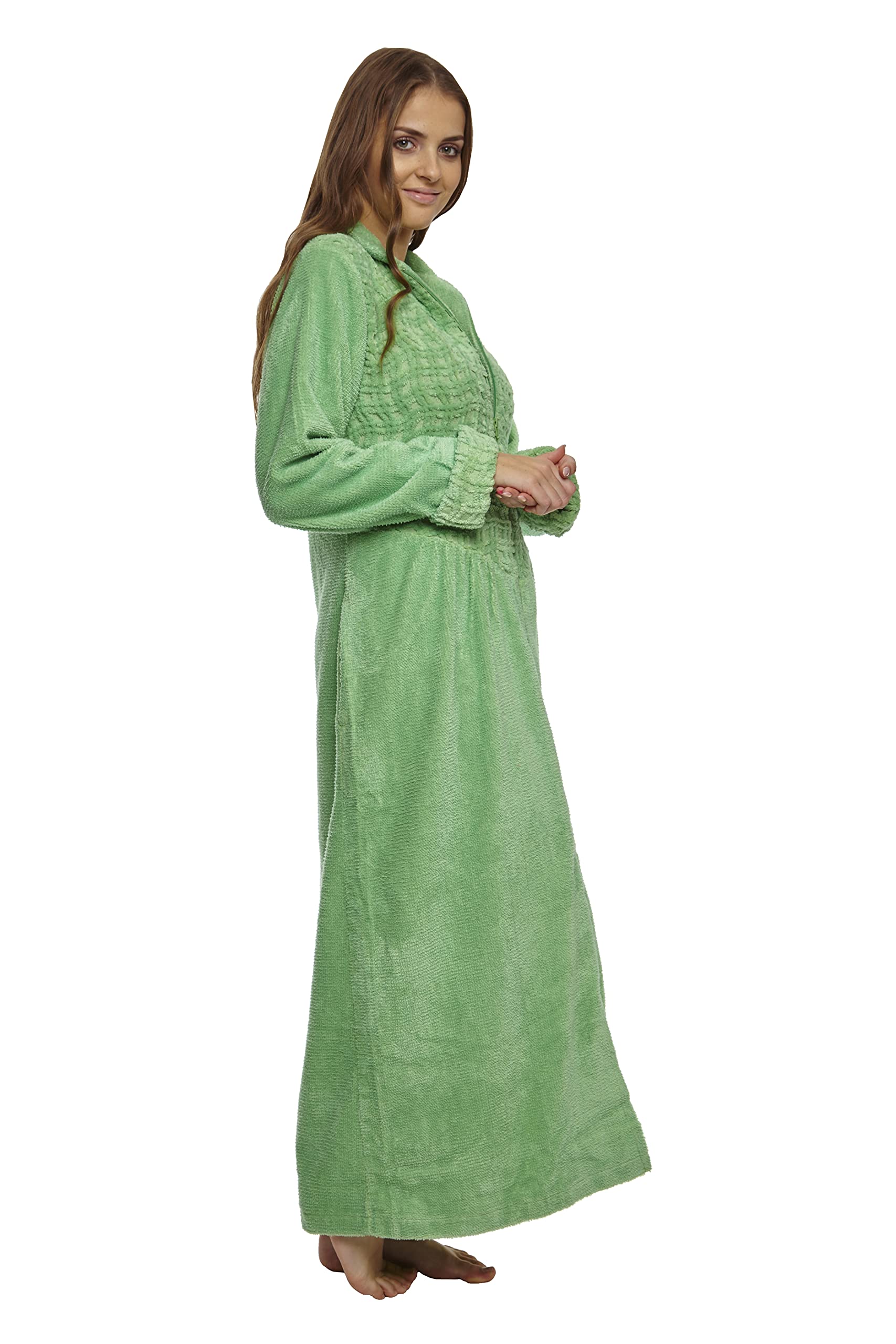 HOC Women's Soft Waffle Yoke Chenille Robe - Cozy Long Sleeve Bathrobe for Spa, Lounge & Relaxation at Home