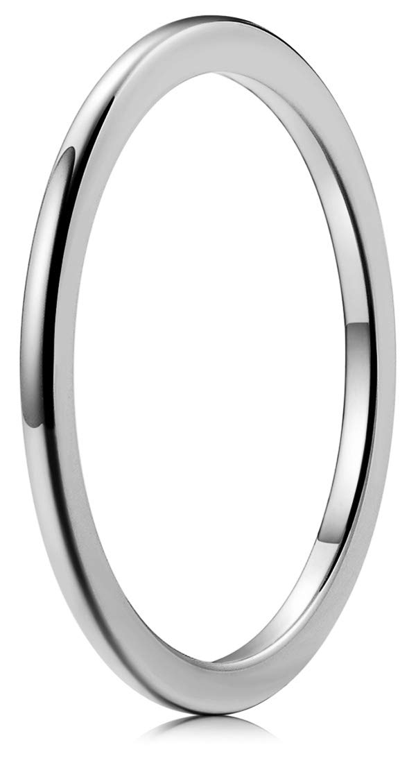 1mm to 8mm Tungsten Wedding Rings for Women & Men - Silver/Black Domed Polished Engagement Bands - THREE KEYS JEWELRY - Perfect for Weddings, Anniversaries, and Everyday Wear