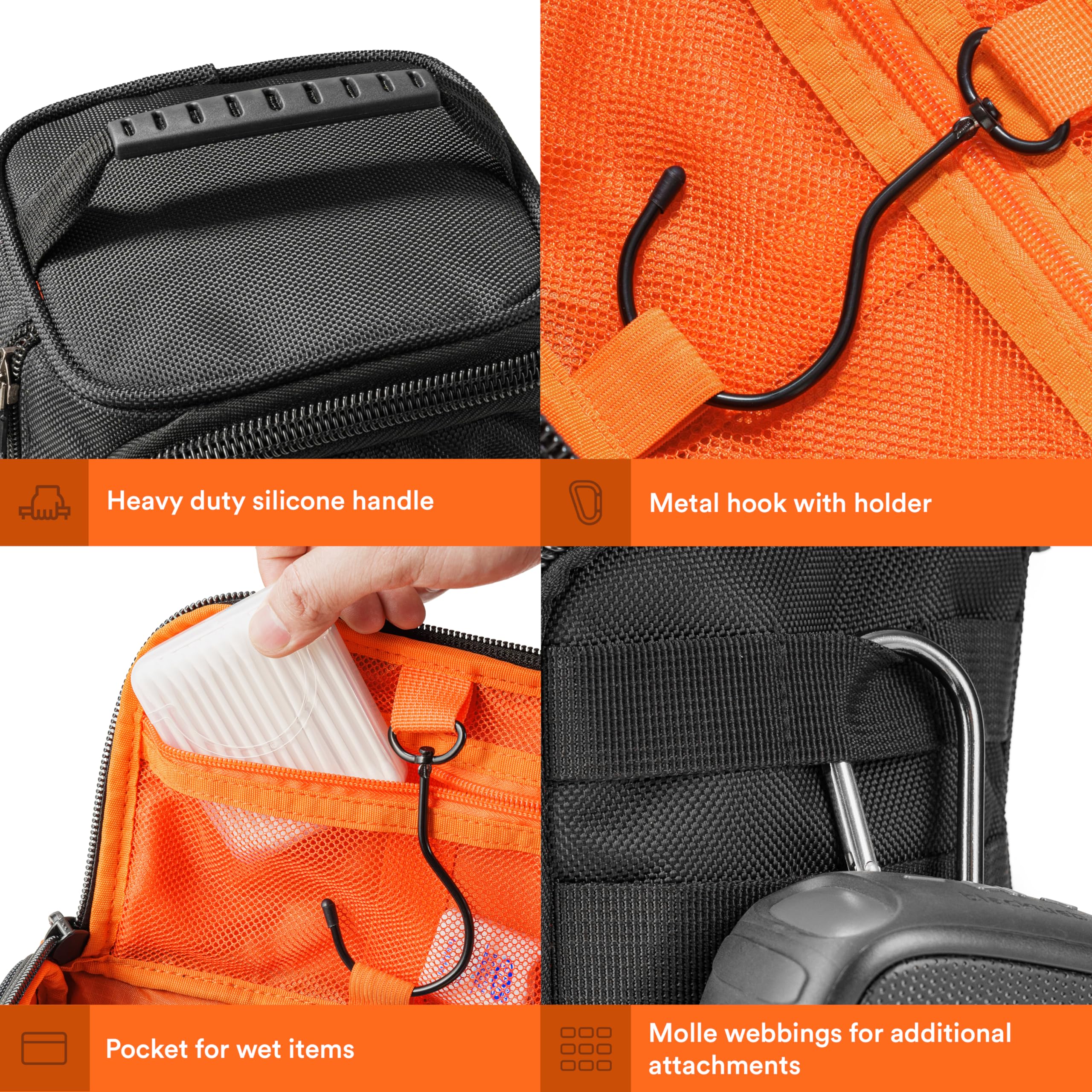Fitdom Hanging Toiletry Bag for Men - Waterproof Tactical Dopp Kit with Multiple Pockets | Perfect Travel Cosmetic Organizer for Shaving, Toothbrush, Shower Essentials | Great for Camping, Gym & Business Trips