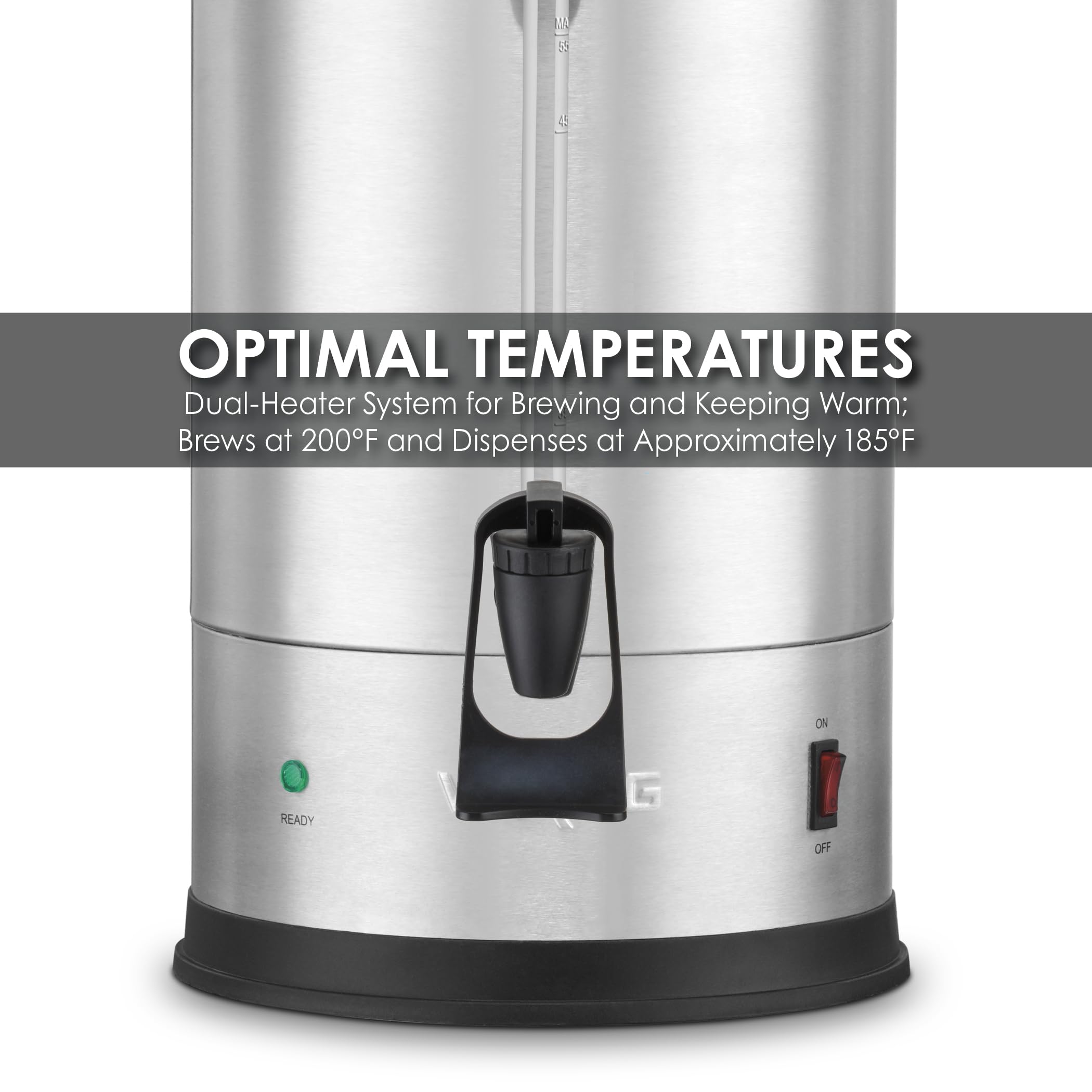 Waring Commercial WCU550 55-Cup Stainless Steel Coffee Urn - Heavy Duty Commercial Coffee Maker for Large Events, Catering & Offices - Silver