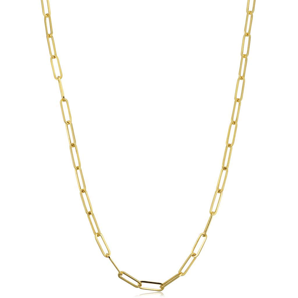 Giorgio Bergamo 14K Yellow Gold Paper Clip Chain Necklace & Anklet - 1.5mm to 2.5mm High Polish Solid Cable Link Jewelry for Women, Perfect for Layering, Gift Giving & Everyday Wear