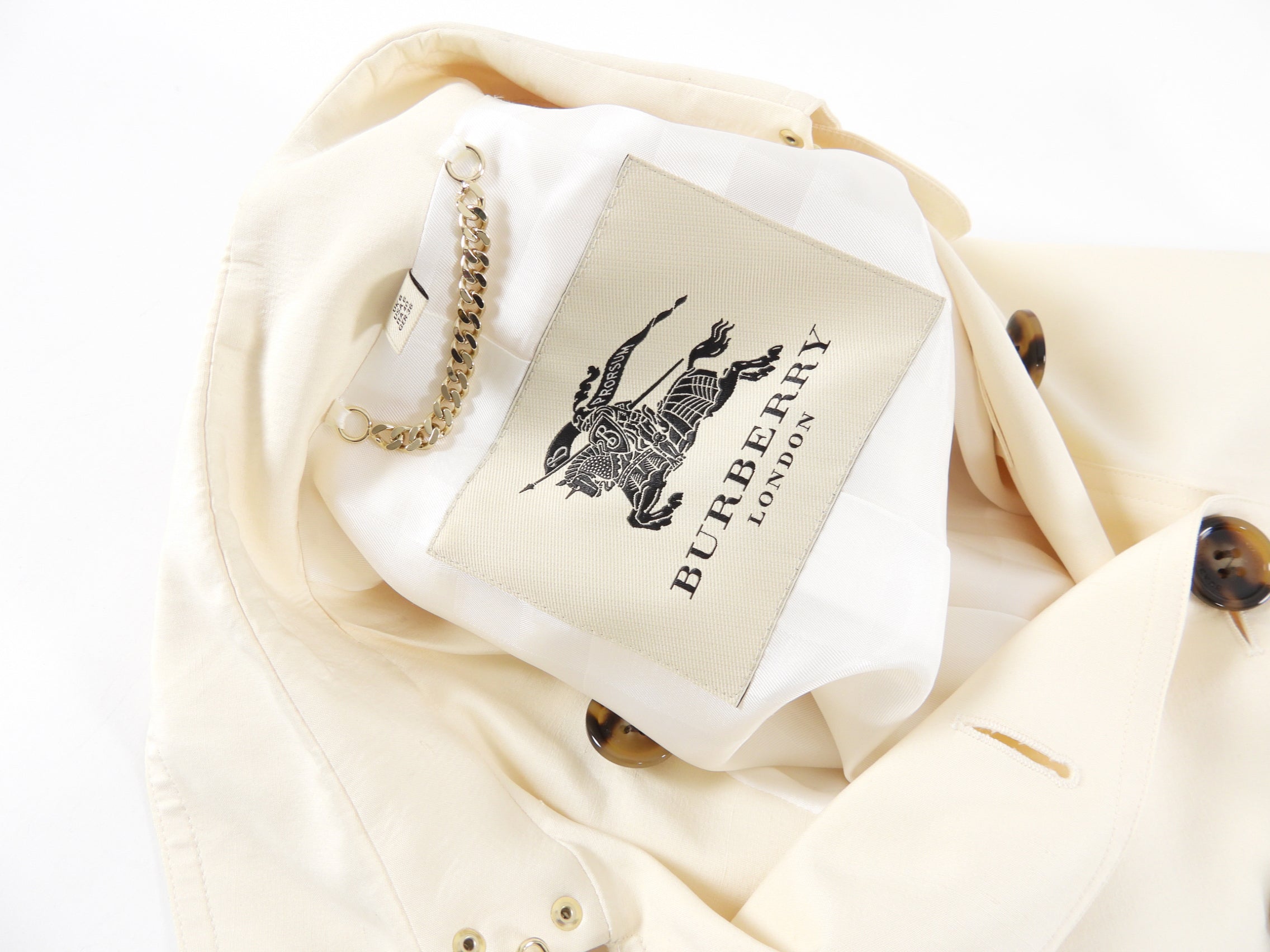 Burberry Cream Silk Short Trench Jacket for Women - Size USA 4 / Small - Perfect for Spring & Fall Layering, Office Wear & Casual Outings