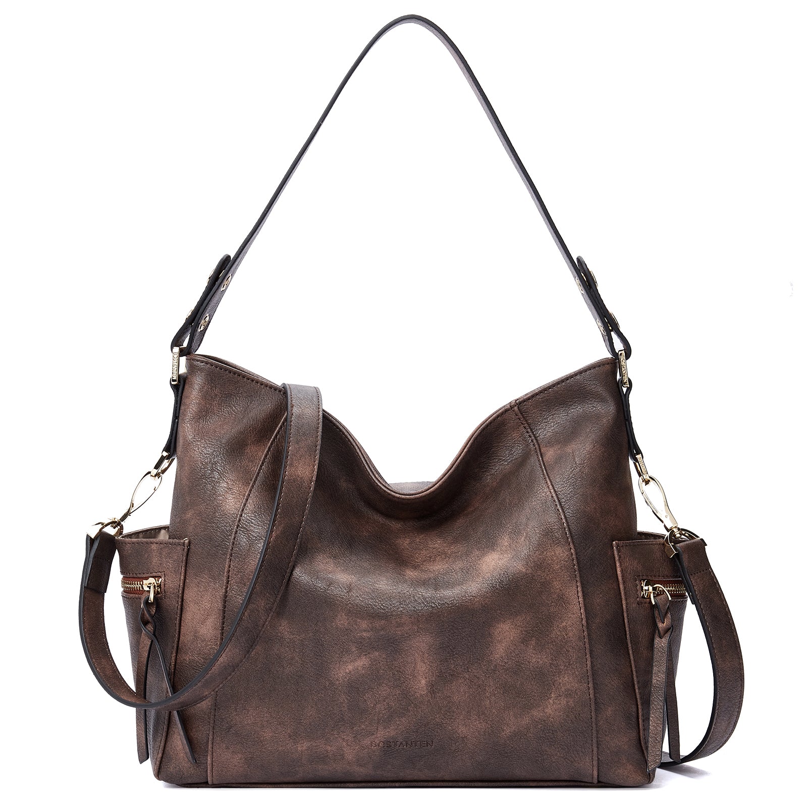 BOSTANTEN Genuine Leather Hobo Handbag for Women - Stylish Designer Shoulder Tote & Crossbody Purse - Large Capacity Work Bag, Travel & Everyday Use