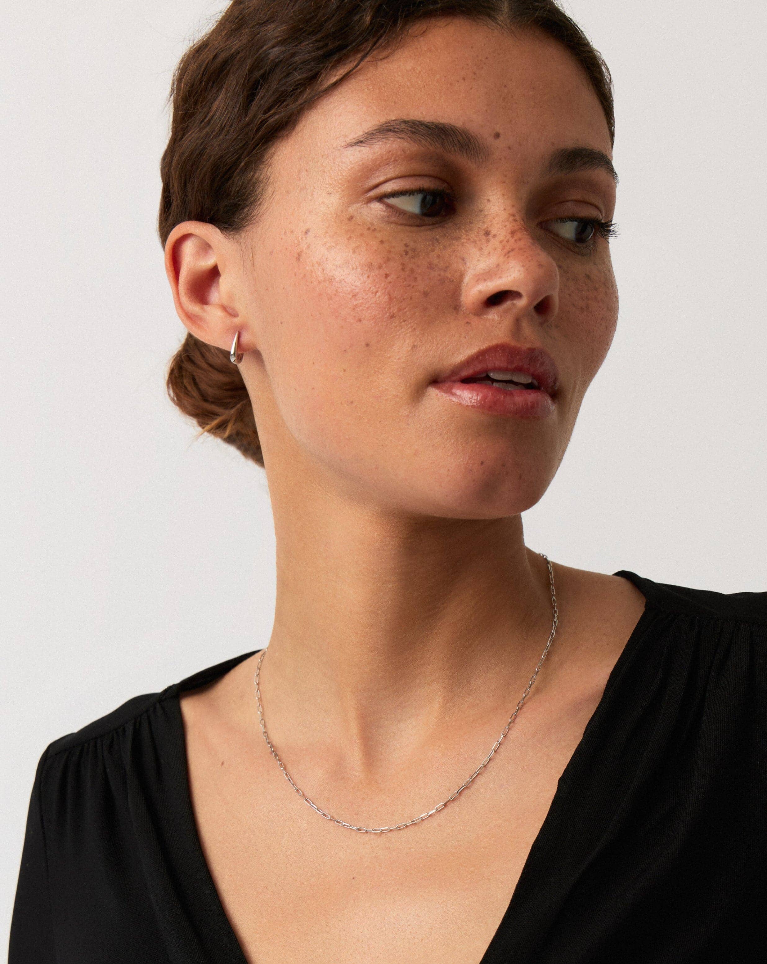 14K Solid White Gold Paperclip Chain Necklace - Classic Minimalist Jewelry for Women, Gift for Her | Perfect for Everyday Wear, Layering & Special Occasions