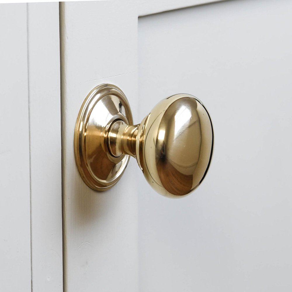 Vintage Polished Brass Cottage Bun Cabinet Knob - Classic Hardware for Kitchen Cabinets, Dressers & Furniture (Set of 10) - Perfect for Farmhouse, Shabby Chic & Rustic Home Decor
