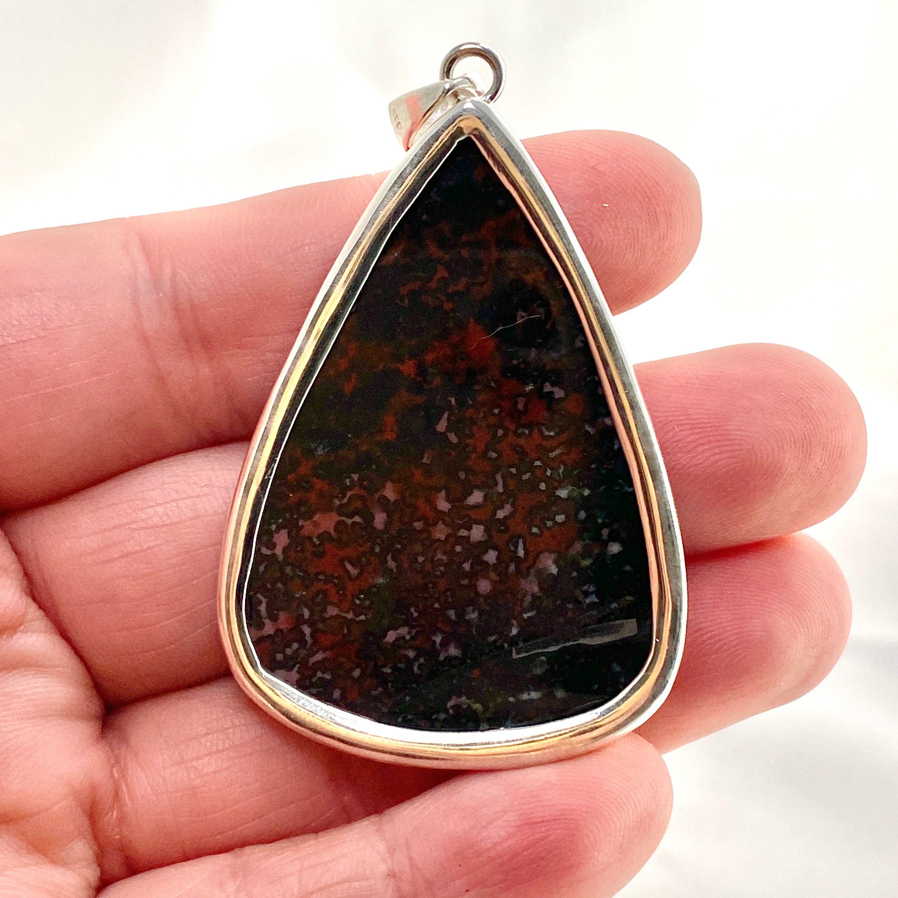 Natural Bloodstone Teardrop Cabochon Pendant - KPGJ4741 | Healing Crystal Jewelry for Meditation & Energy Balancing