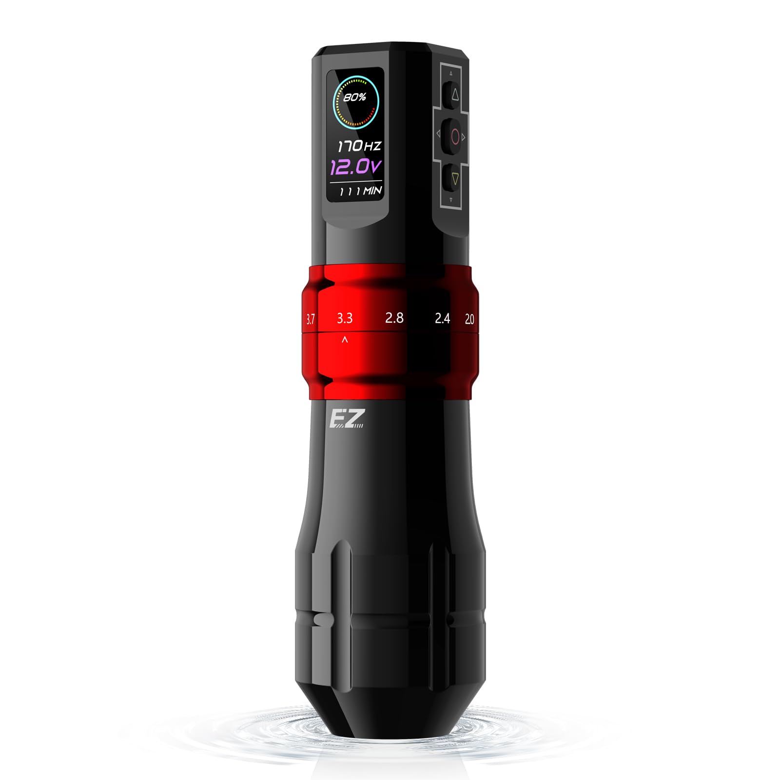 EZ P3 Pro Wireless Tattoo Machine Pen - 6 Adjustable Strokes (2.0-4.2mm) with Bluetooth & OLED Display | 1600mAh Rechargeable Battery | Professional Tattoo Gun for Artists | Perfect for Line Work, Shading & Coloring (Gloss Red)
