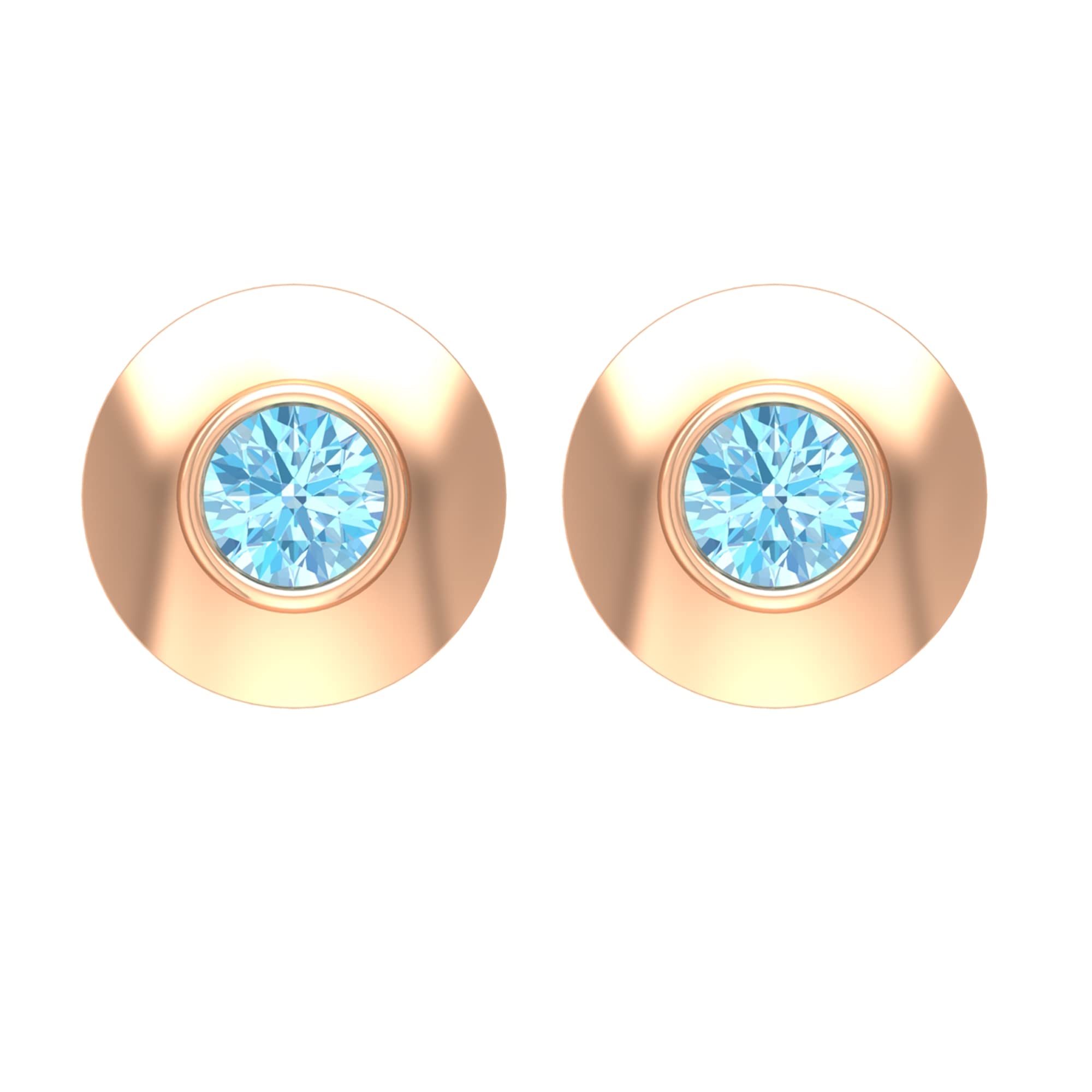 14K Solid Gold Aquamarine Stud Earrings for Women – March Birthstone Solitaire Earrings – Elegant Gift for Birthday, Anniversary & Special Occasions