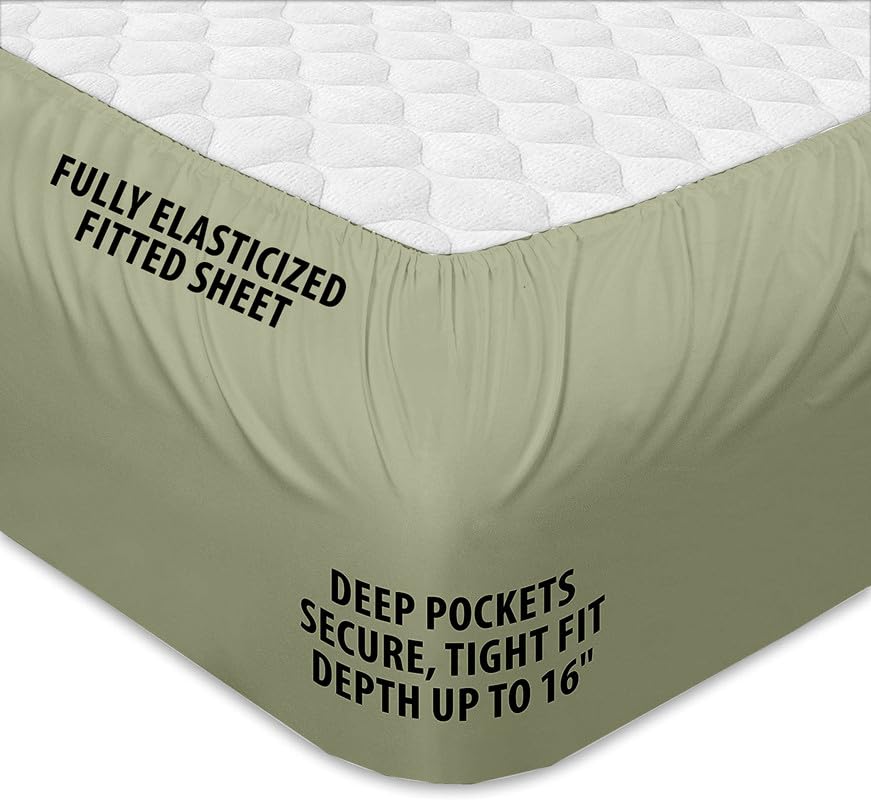 Rajlinen 100% Cotton Split King Sheet Set for Adjustable Beds - 16