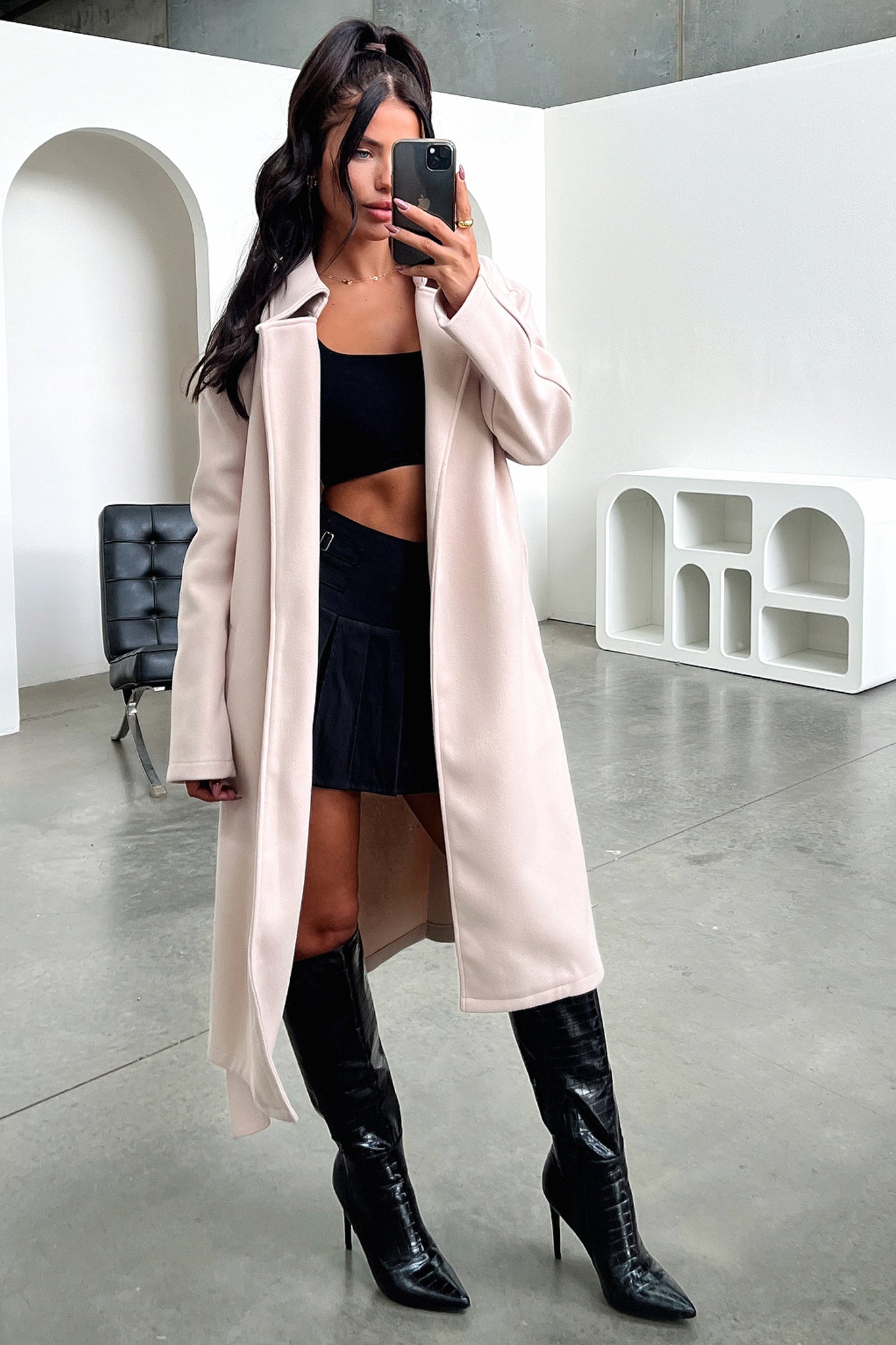 Francesca Women's Beige Trench Coat - Classic Long Wool Blend Overcoat for Fall & Winter | Perfect for Office, Dating & Outdoor Activities