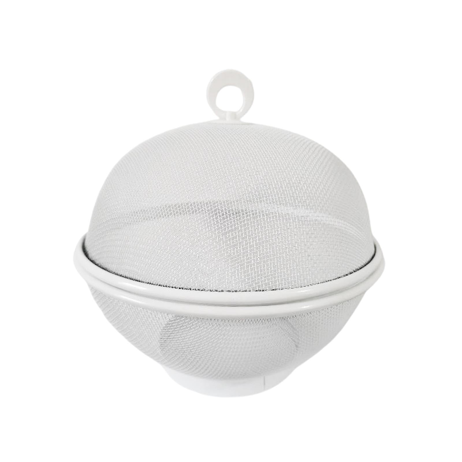 KLKCMS White Metal Wire Mesh Fruit Basket with Lid - Covered Kitchen Fruit Bowl Strainer for Fresh Produce Storage & Drainage - Perfect for Countertop, Pantry, and Refrigerator Organization