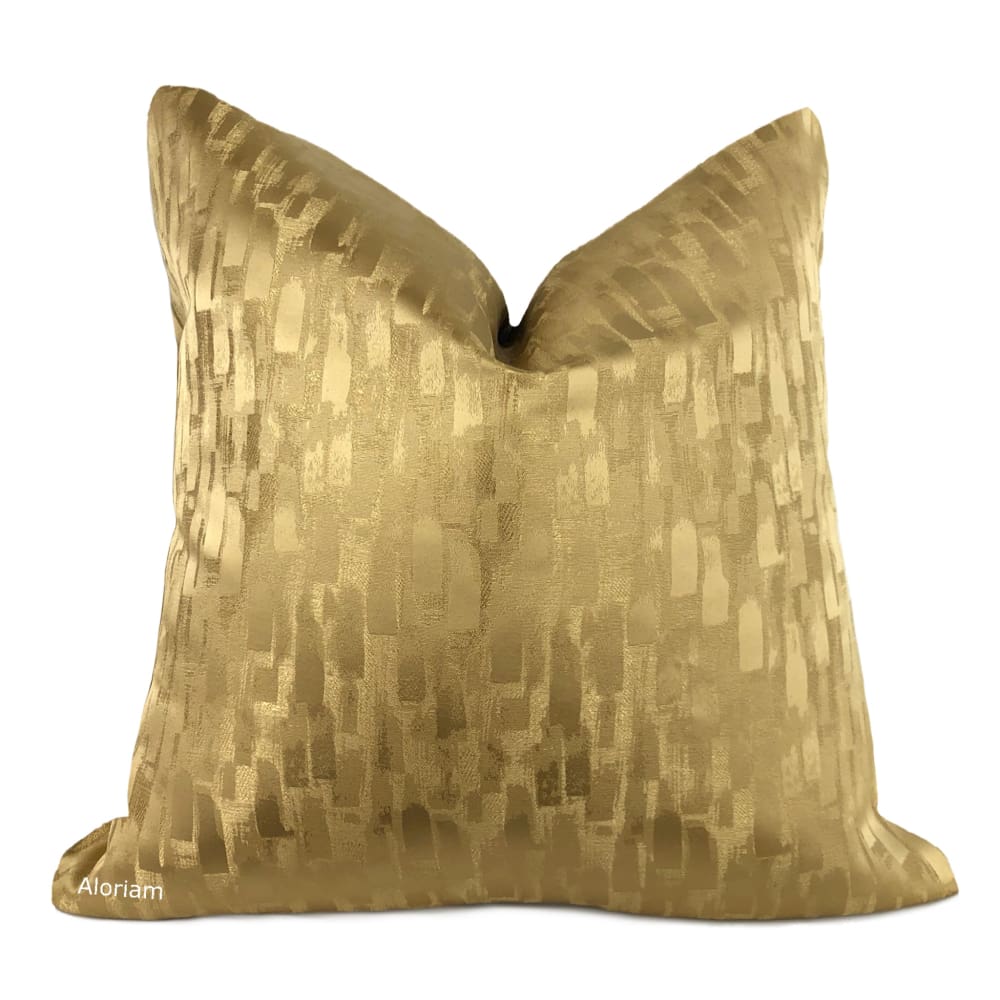 Marquis Gold Tonal Brushstroke Pillow Cover - Decorative Throw Pillow Case for Sofa, Bed & Home Decor - 18x18 Inch Square Cushion Cover