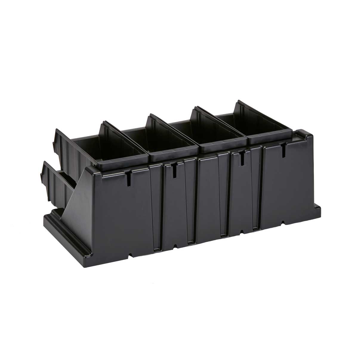 Cambro 8RS8110 Versa Organizer Rack with 8 Black Bins - Heavy Duty Storage Solution for Kitchen, Restaurant, and Commercial Food Prep Organization