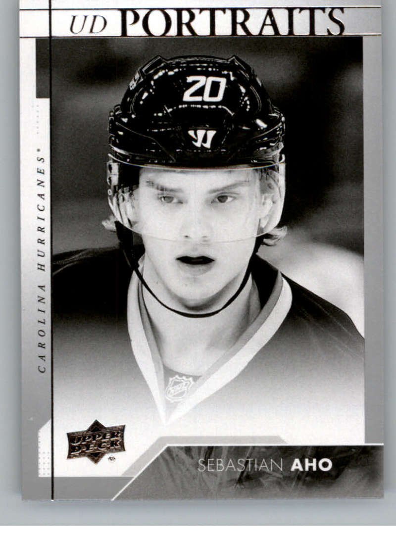 2017-18 Upper Deck Portraits #P-35 Sebastian Aho Carolina Hurricanes Hockey Trading Card - Perfect for NHL Collectors, Fans and Sports Memorabilia Enthusiasts