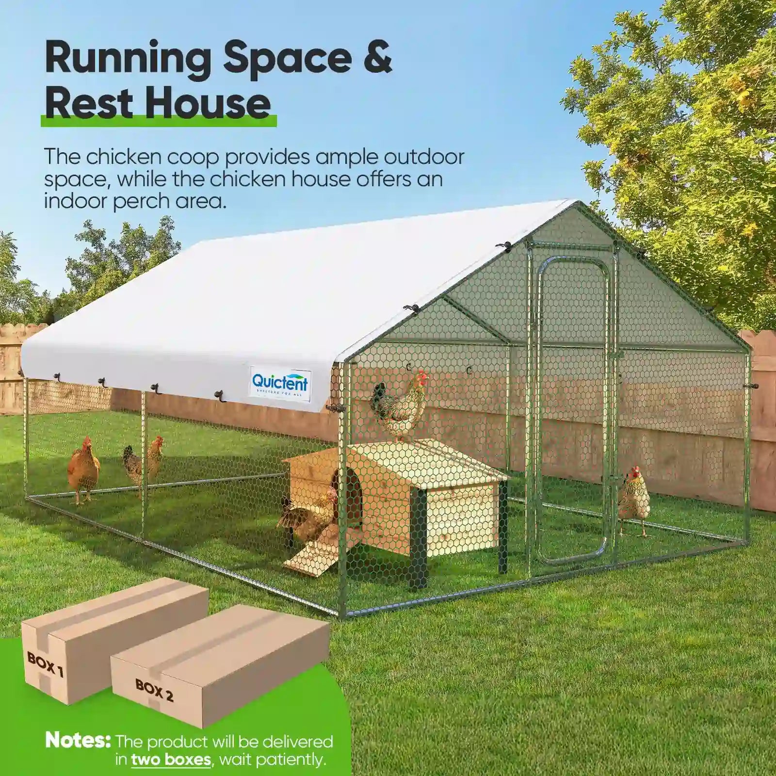 Large Metal Chicken Coop Run - Durable Outdoor Poultry Pen for Hens & Roosters - Perfect for Backyard Farming & Free Range Chicken Keeping