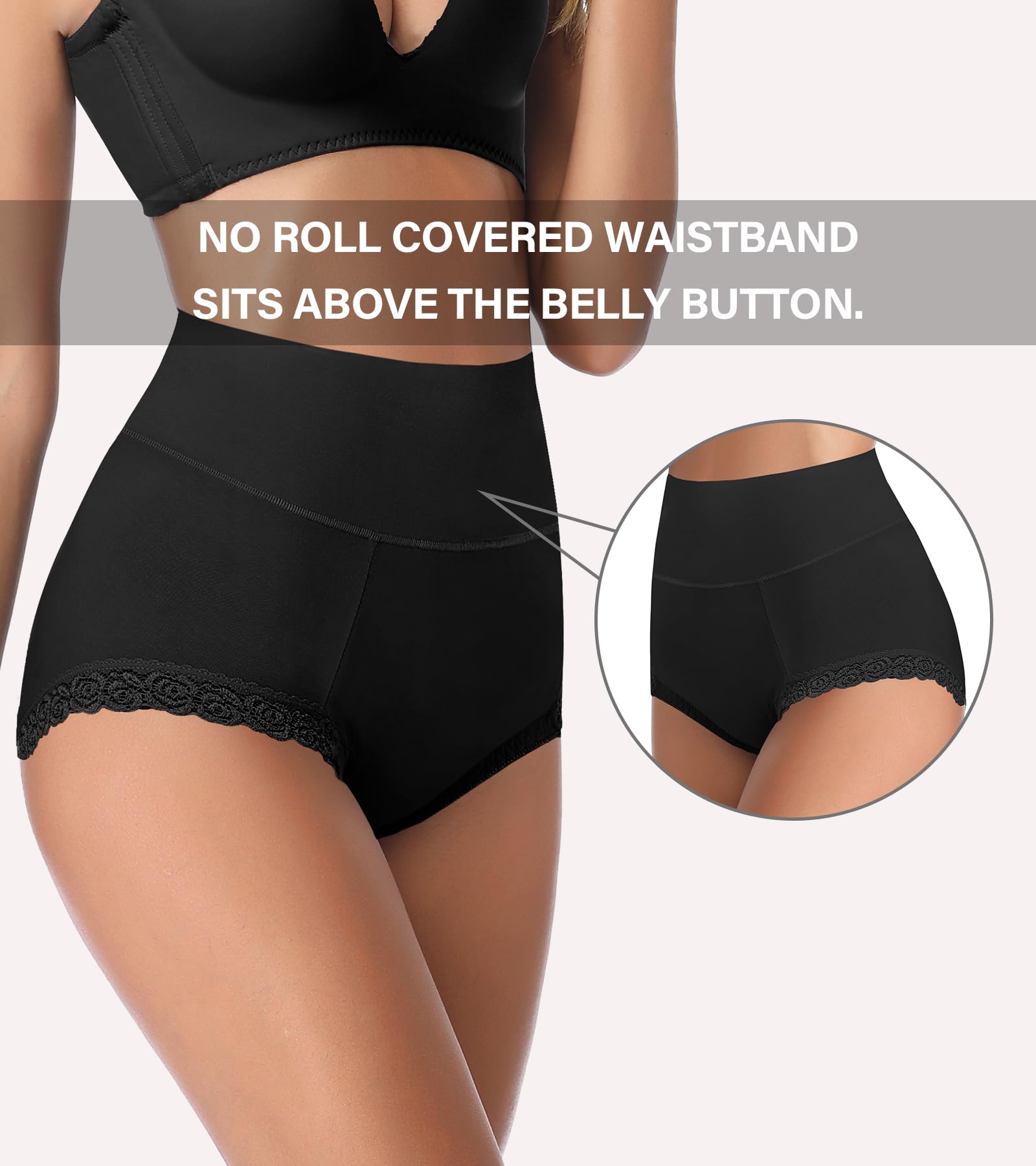 Envlon Women's Cotton Underwear - High Waisted Postpartum Panties, Soft Stretch Full Coverage Ladies Briefs - Comfortable Maternity & Everyday Wear