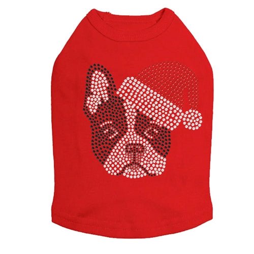 Boston Terrier Christmas Dog Tank Top with Santa Hat - Festive Holiday Pet Apparel for Dogs - Perfect for Christmas Photos & Holiday Parties