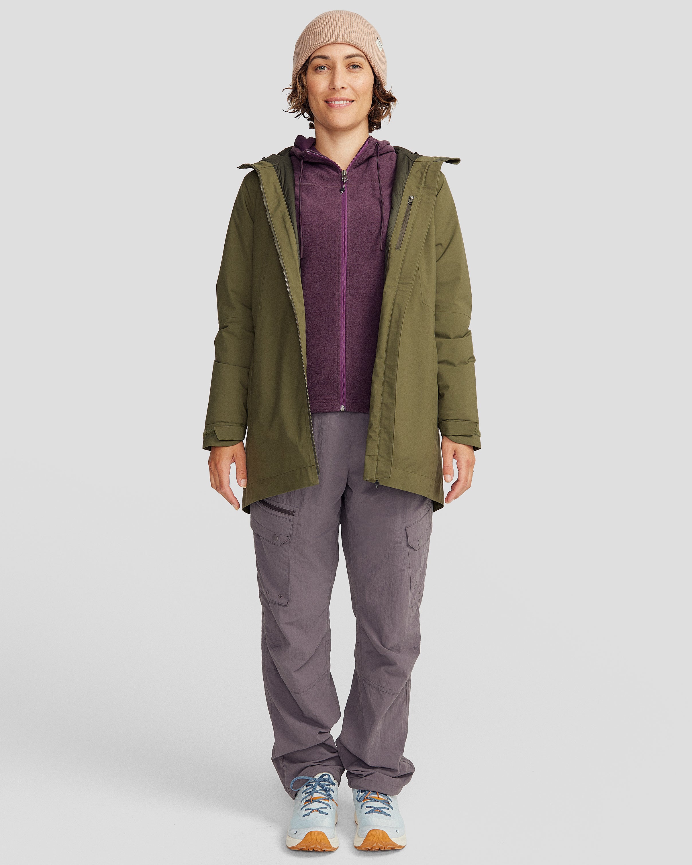 Women's Trailhead 2L novaLOFT Waterproof Rain Parka Jacket - Light Moss Green for Hiking & Outdoor Adventures