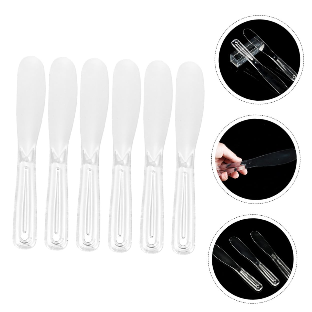 6pcs Transparent Reusable Film Stick Mascara & Facial Mask Spatula - Skin Scrubber, Makeup Applicator Brush for Face & Body Butter - Perfect for Skincare Routine, Spa Days & At-Home Beauty Treatments