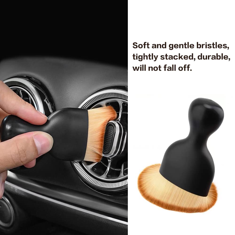 Premium Car Interior Detailing Brush Set - Ultra-Soft Bristles for Gentle Cleaning | Curved Design for Panels, Air Vents & Leather | Essential Car Detailing Tools for Professional Results | Perfect for Auto Detailing, Dashboard Cleaning & Interior Maintenance (Black)